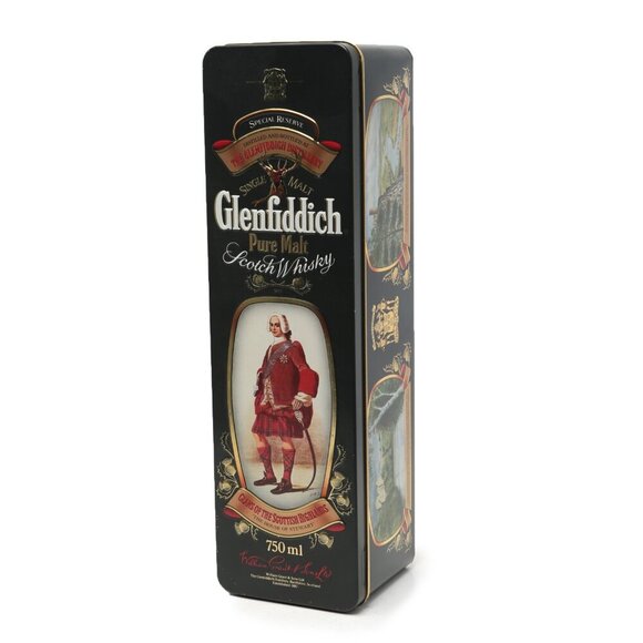 Vintage Glenfiddich Single Malt Scotch Whisky Tin - Clans of Scotland 90s Black - Picture 1 of 8